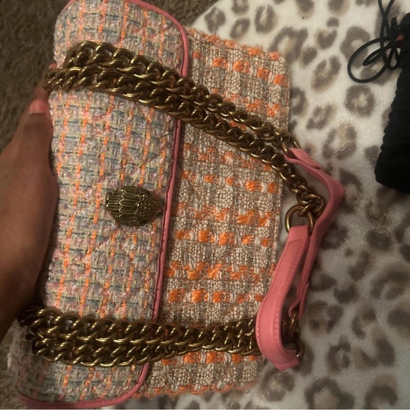 Kurt Geiger Tweed Crossbody Bag - Pink and Orange - Picture 4 of 4
